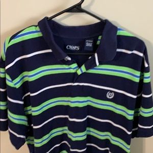 Chaps blue and green striped polo shirt